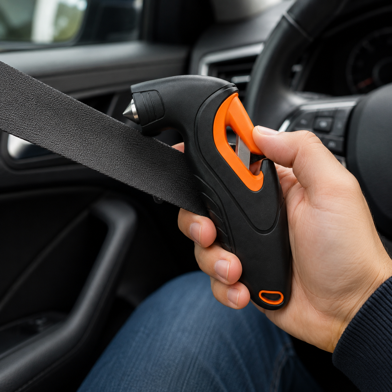 2-in-1 Car Emergency Escape Tool – Window Breaker & Seat Belt Cutter for Roadside Safety, Glove Box Kits & Everyday Driving Preparedness