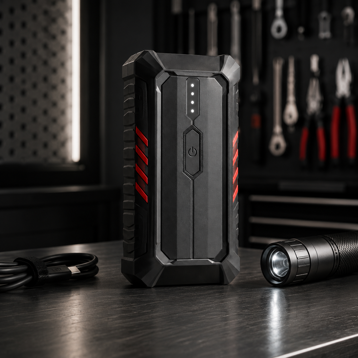 Rugged Portable Emergency Power Bank – Heavy-Duty Backup Charger for Phones, Camping, Road Trips & Power Outage Preparedness
