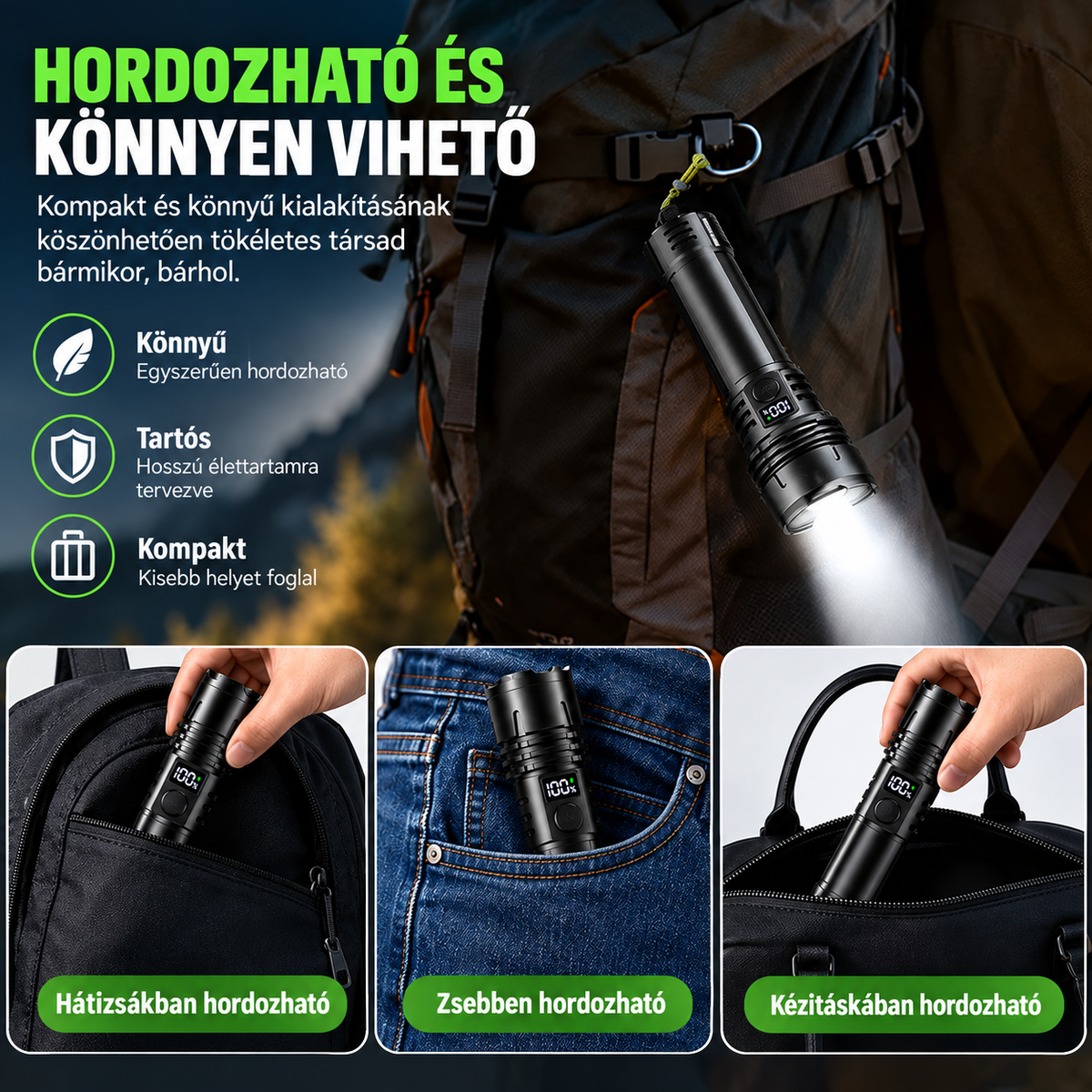 Upsell2 | Billhol® Szuperfényes Professzionális Túlélő Zseblámpa