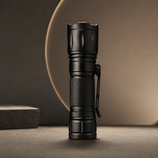 Heavy-Duty Tactical Flashlight – Compact Black Emergency Torch with Pocket Clip for Car, Camping & Everyday Carry