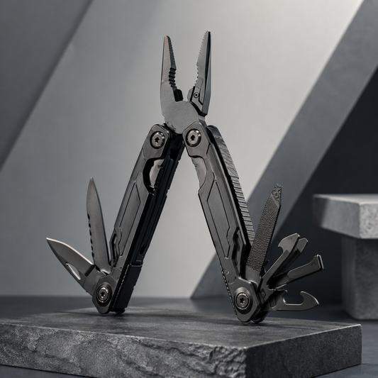 Heavy-Duty Black Multi-Tool Pliers – Compact 15-in-1 Emergency Utility Tool for Camping, Car Kits, Repairs & Everyday Carry