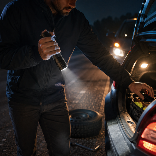 Heavy-Duty Tactical Flashlight – Compact Black Emergency Torch with Pocket Clip for Car, Camping & Everyday Carry