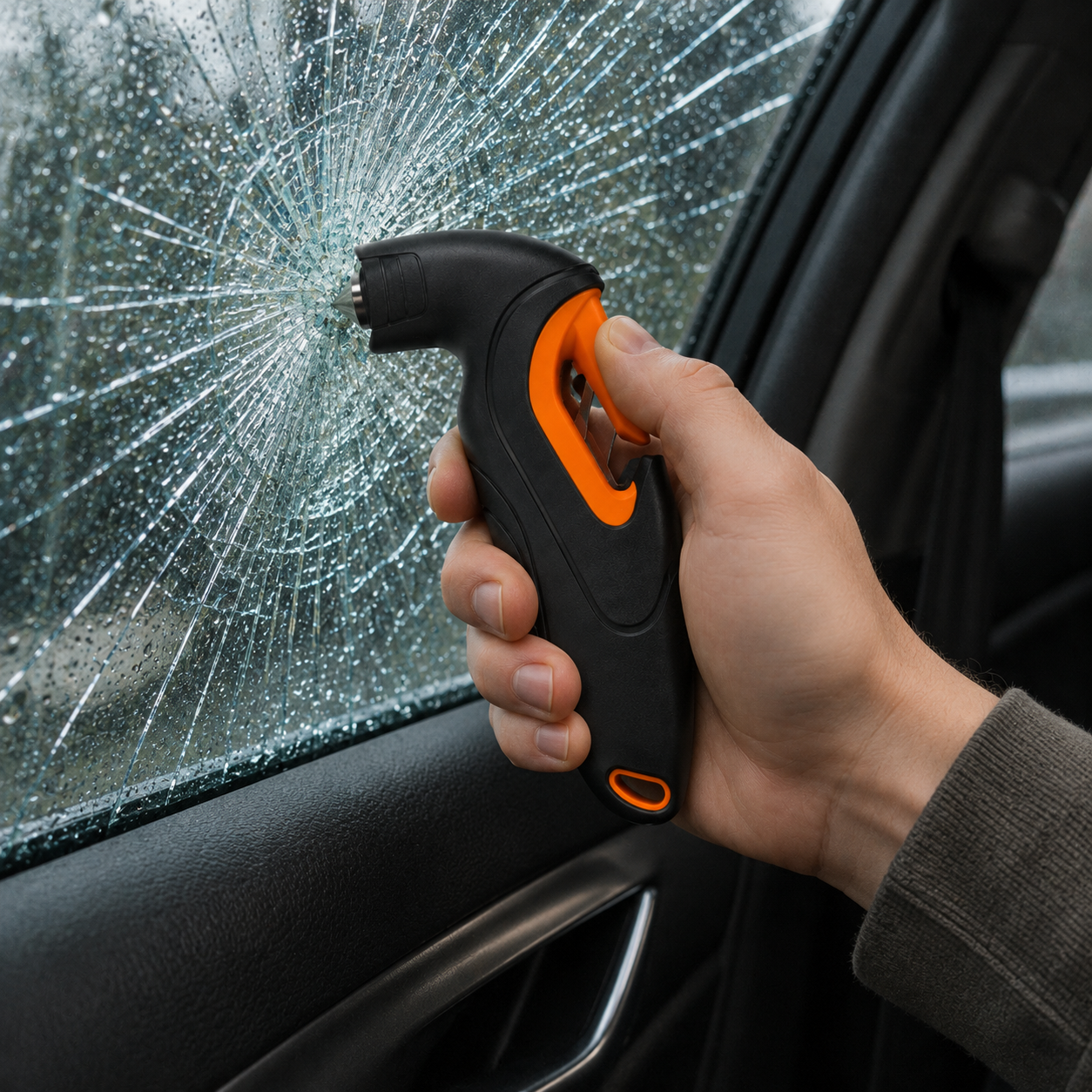 2-in-1 Car Emergency Escape Tool – Window Breaker & Seat Belt Cutter for Roadside Safety, Glove Box Kits & Everyday Driving Preparedness