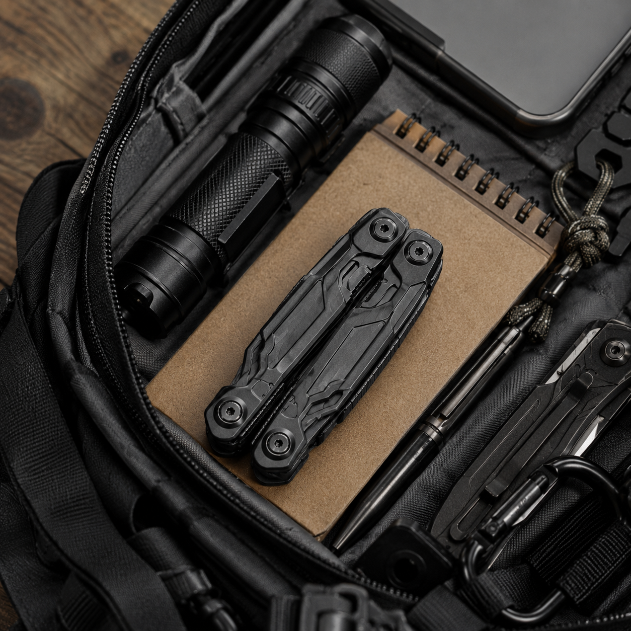 Heavy-Duty Black Multi-Tool Pliers – Compact 15-in-1 Emergency Utility Tool for Camping, Car Kits, Repairs & Everyday Carry