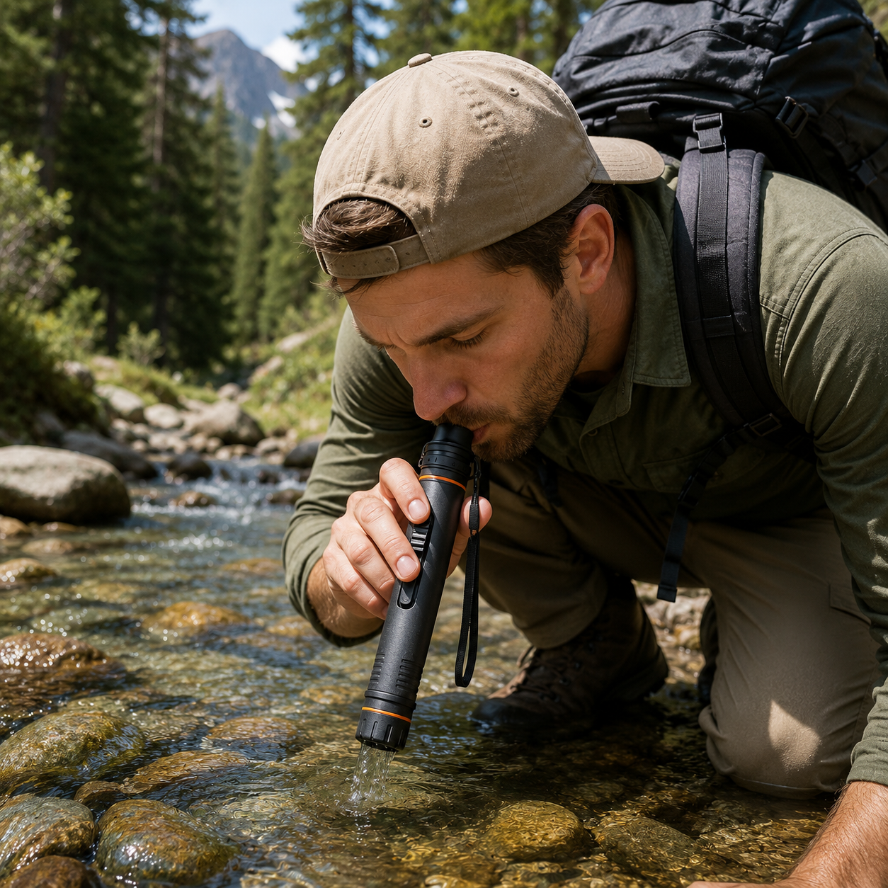 Portable Survival Water Filter Straw – Compact Outdoor Emergency Water Purifier for Camping, Hiking, Travel & Preparedness Kits