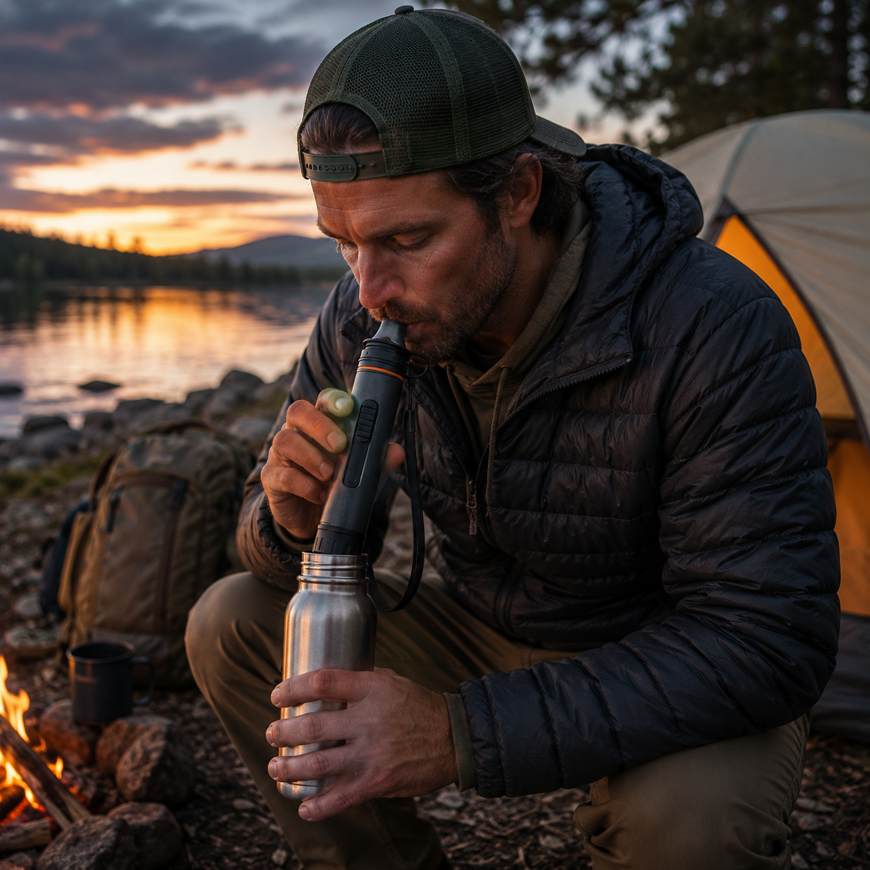 Portable Survival Water Filter Straw – Compact Outdoor Emergency Water Purifier for Camping, Hiking, Travel & Preparedness Kits