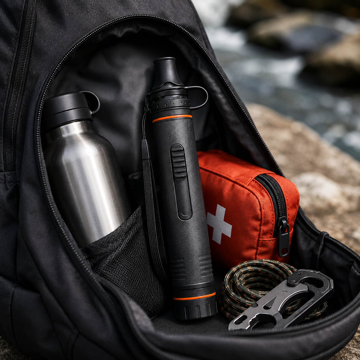 Portable Survival Water Filter Straw – Compact Outdoor Emergency Water Purifier for Camping, Hiking, Travel & Preparedness Kits