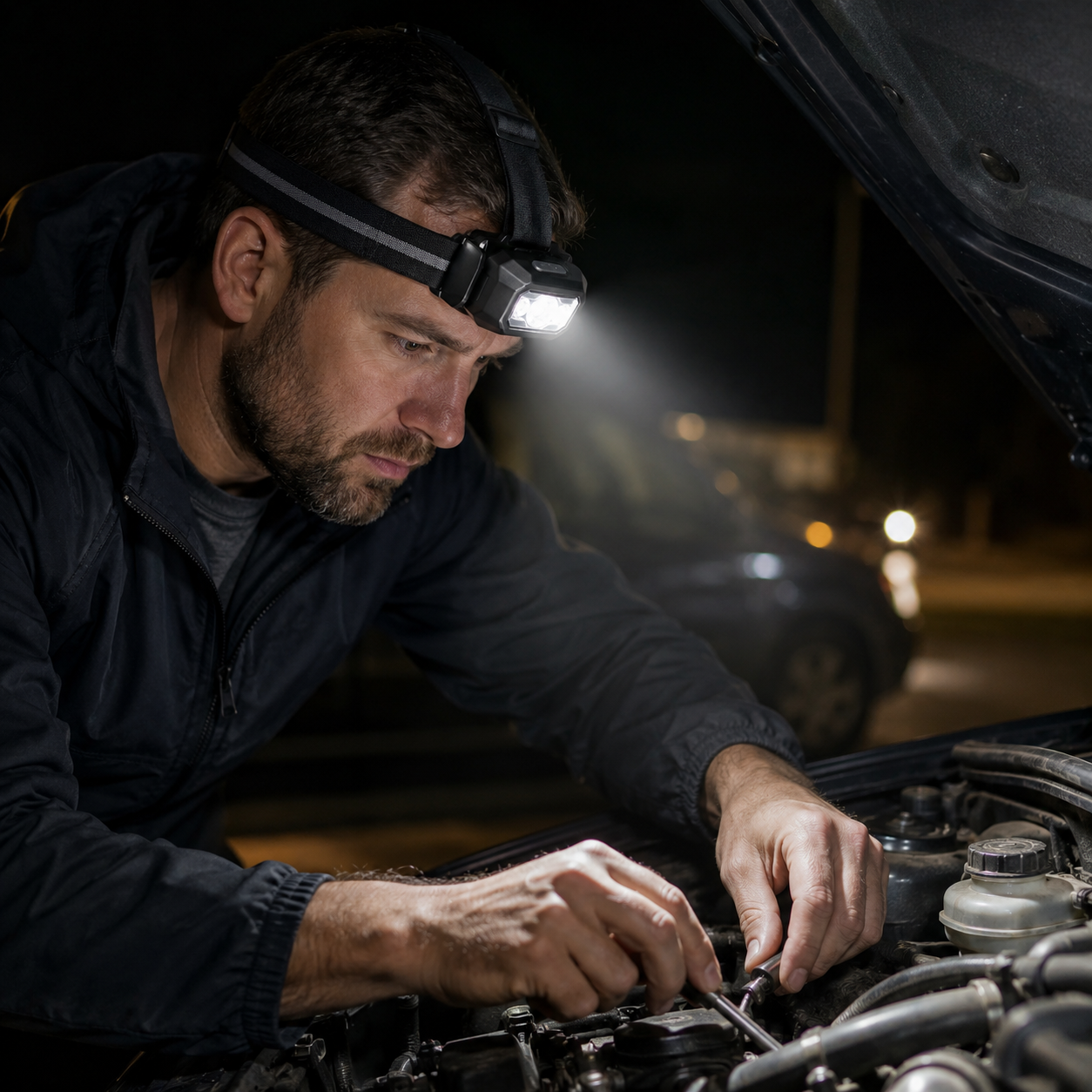 Hands-Free LED Headlamp – Adjustable Outdoor Head Light for Camping, Hiking, Night Repairs & Emergency Preparedness