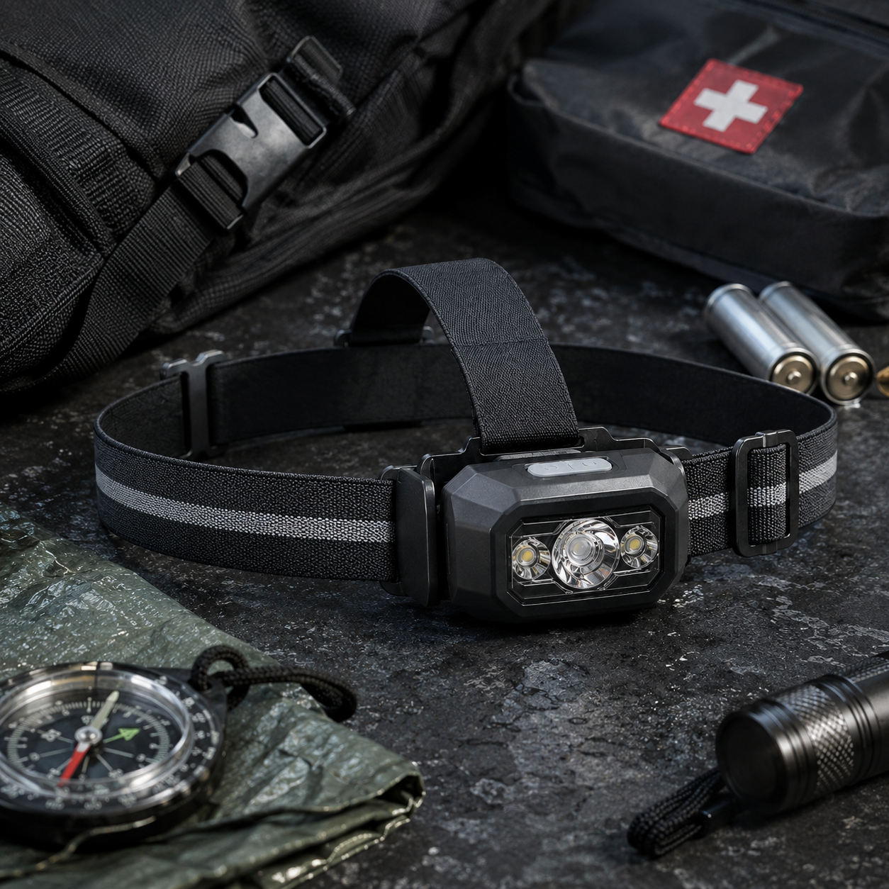 Hands-Free LED Headlamp – Adjustable Outdoor Head Light for Camping, Hiking, Night Repairs & Emergency Preparedness