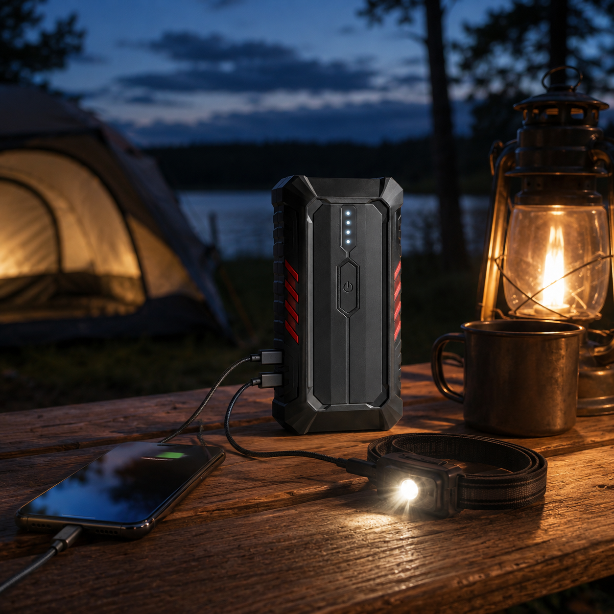 Rugged Portable Emergency Power Bank – Heavy-Duty Backup Charger for Phones, Camping, Road Trips & Power Outage Preparedness