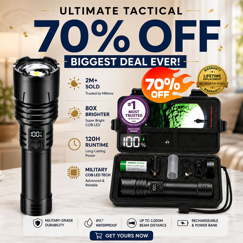 70% OFF — ENDS IN 2 HOURS Billhol® Super Bright Ultimate Survival Flashlight