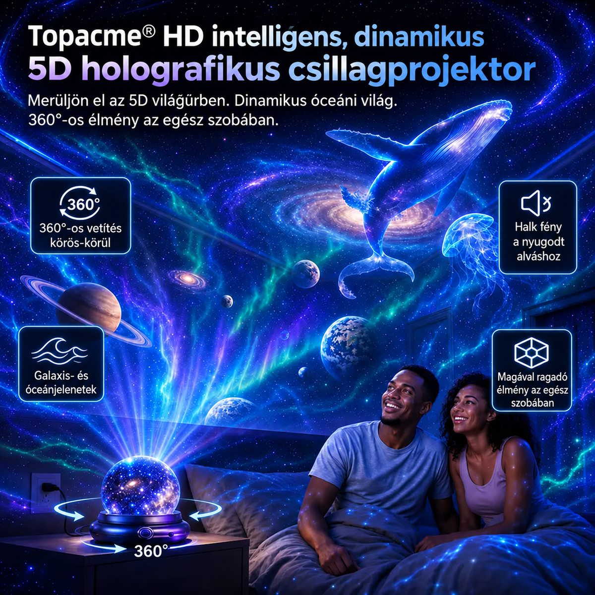 Topacme® Éjszakai fényprojektor